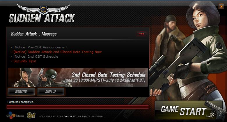 Game playing screen shot of FPS game “Sudden Attack.”